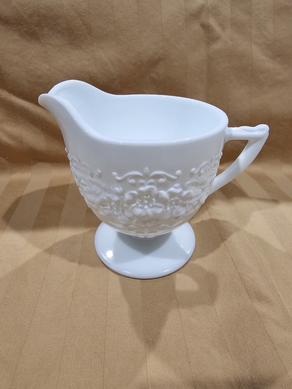 Vintage Indiana Milk Glass Creamer In The Orange Blossom Pattern